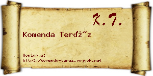 Komenda Teréz névjegykártya
